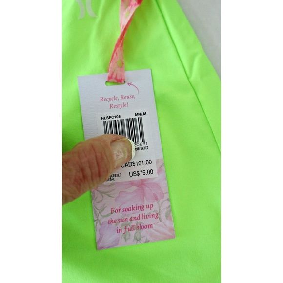 LoveShackFancy x Hurley Women's Sz L Neon Solid Blocked Boardie Swim Skirt $75 - Picture 6 of 10